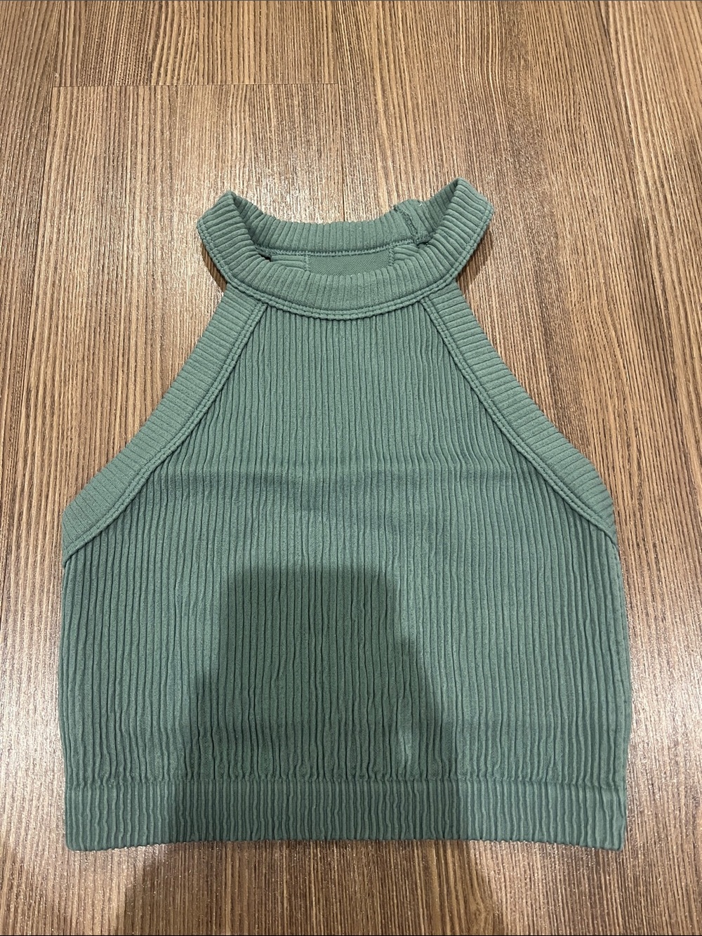Aerie Ribbed Halter Crop Top - Olive Green